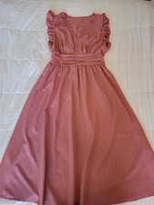 Shein Coral Maxi Dress Elastic Waist Lace V Neck Sleeveless Size XL -35in Skirt