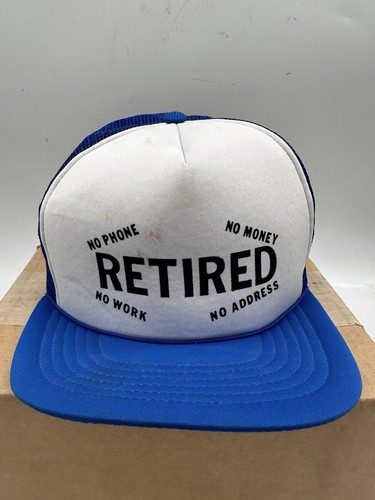 Vintage Trucker Cap Blue White Funny Retired Hat One Size Unbranded