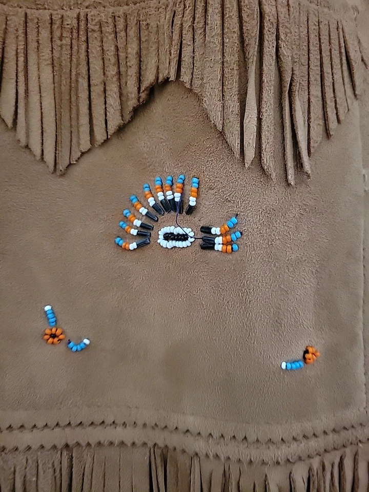 Chaqueta De Colección Pioneer Wear Para Mujer Beige Gamuza Con Flecos Cuentas Albuquerque EE. UU. Foto 3 de 4