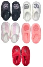 VICTORIA'S SECRET SOFT PLUSH CLOSED TOE FAUX FUR PINK VS LOGO SLIPPERS S M L NWT