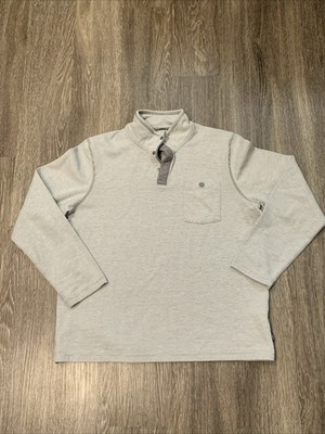 L.L. Bean Shirt Mens L Gray Mock Neck Coast Pullover Slightly Fitted 523182