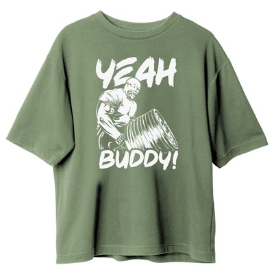 Yeah Buddy Olive Green  T-Shirt 100% Cotton Slim Fit Gym Streetwear Casual Tee