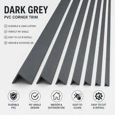 PVC Corner Angle Trim 90° 1 Metre Dark Grey  Wall Edge Protector Plastic Profile