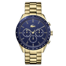 Image of LACOSTE BOSTON CHRONOGRAPH 2011096 BLUE DIAL GOLD BRACELET 42MM MENS WATCH