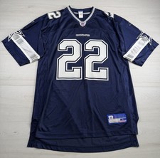 Vtg Reebok On Field Emmitt Smith Jersey Dallas Cowboys Blue 22 90s Mens L EUC