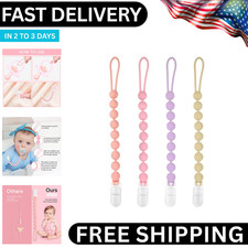 Baby Pacifier Clip, 6 Pack Silicone Pacifier Holder with One Piece Design for Ba
