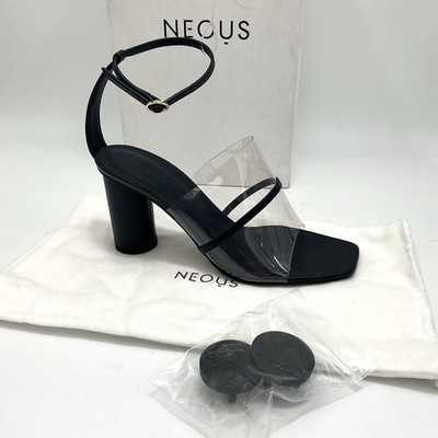 Neous Navy Leather/Clear PVC Tuber 80mm Sandal ~Made In Italy~ Sz 36/ 6 NIB $479