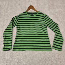 Chaps Men’s Green Black Striped Long Sleeve Shirt Large Cotton Casual