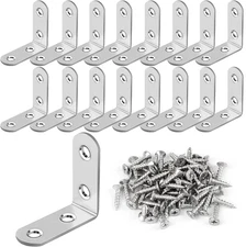 16 Pcs L Bracket Stainless Steel Corner Brace Sets, 90 Degree Right Angle Bracke