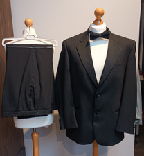 St Michael's M&S TUXEDO DINNER SUIT 40" 36W 29L stretch wool rich + bow tie