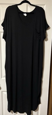 Heimish USA Women's 2X Black Shirt Dress Slinky Knit Beach Casual Cruise Resort