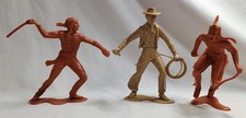 Vintage Marx Plastic Cowboy Indian Figure Lot Between 5" and 6" Tall