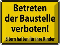 Blechschild 30X40 Cm Betreten Baustelle Verboten Warnschild Hinweisschild Sicher
