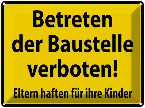 Blechschild 30X40 Cm Betreten Baustelle Verboten Warnschild Hinweisschild Sicher-image