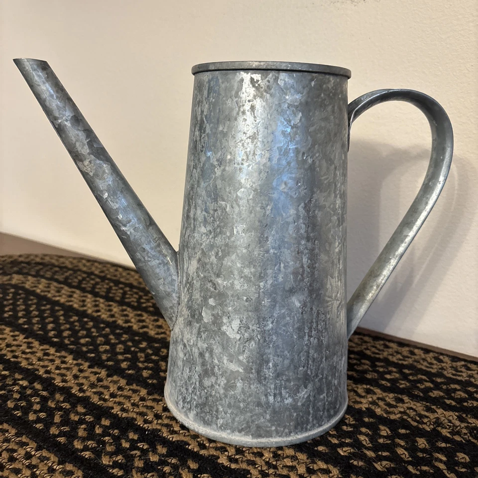  Vintage Galvanized Metal Watering Can Pitcher Rustic Farmhouse Floral Container - Image 2 of 4