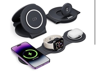 Hicober 3-in-1 Wireless Magnetic Foldable Charging Station for Apple