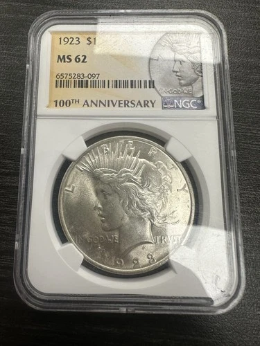 1923 Peace Silver Dollar MS62 NGC Brilliant U.S. $1 Coin -B36