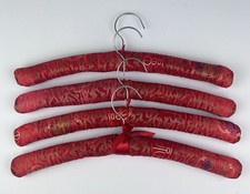 4 Vtg. Hangers Satin Padded Hangers 1980s Red Gold Asian Print READ