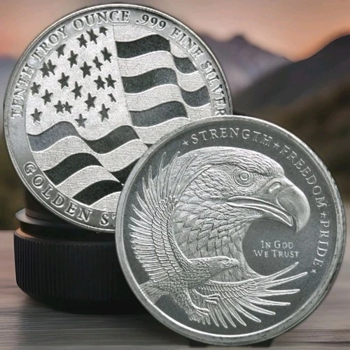 🔥BU 1/10 Oz .999 Pure  Silver Rounds. Golden State Mint Eagle! FREE SHIPPING!🔥