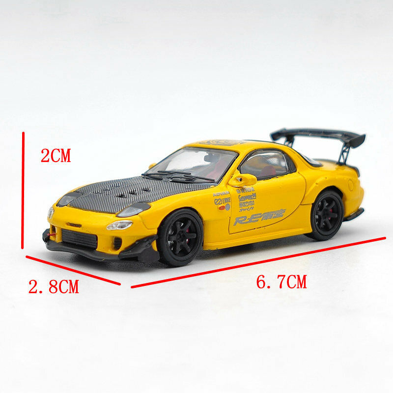 Mazda RX7 FD3S Carbon Cover Amemiya Diecast Models Car Gifts Yellow 1:64  Master