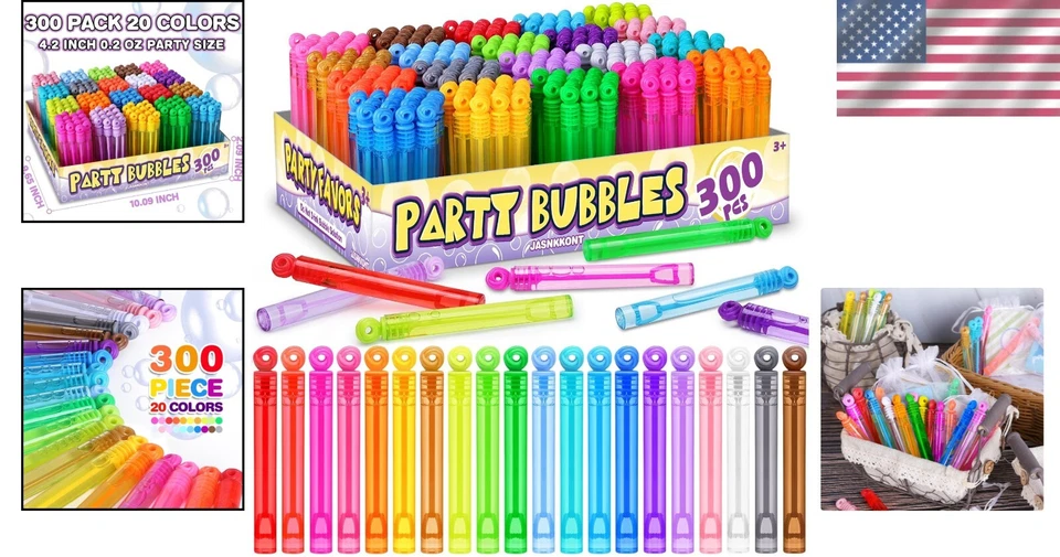 Mini varitas burbuja de neón vibrante - 300 unidades, perfectas para fiestas y eventos infantiles " Foto 2 de 4