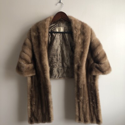 Vintage Autumn Haze Emba Natural Brown Mutation Mink Arm Slits Fully Lined  Mint