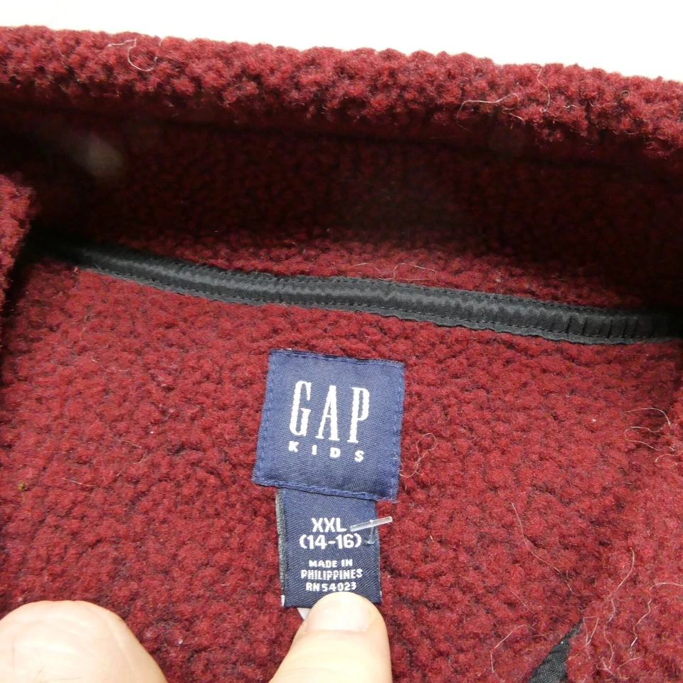 ВИНТАЖНЫЙ GAP детский флисовый жилет размер 2XL (14-16) синий полный молнии карманы насмешливый гриф - Изображение 2 из 4