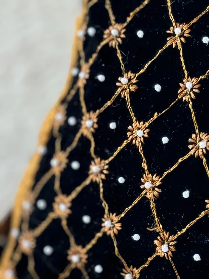 Luxury Black Gold Moroccan Style Handmade Embroidered 10" Filled Cushion - Image 3 of 4