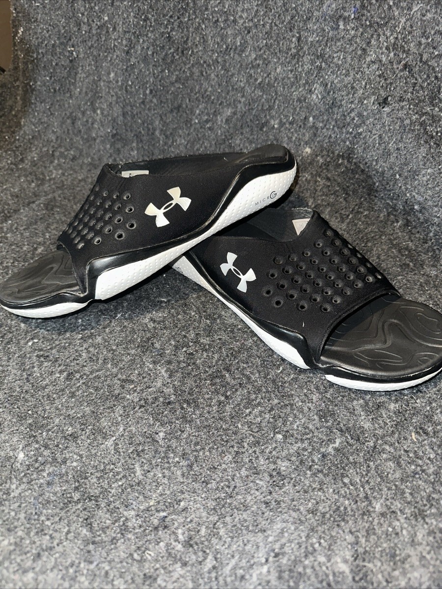 Under Armour Slides MicroG Black And White Mens Size 8 | eBay
