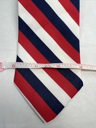 Vtg Neck Tie Necktie Made For American Legion Patriotic Red White Blue Striped - Picture 3 of 6