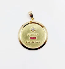 1Ct Round Lab Created Diamond Love medal AUGIS Pendant 14K Yellow Gold Plated