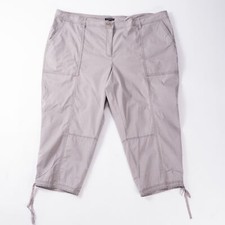 Eileen Fisher Khaki Cotton Blend Stretch Tapered Cropped Pants - SZ 22W