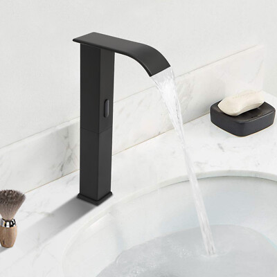Modern Kitchen Automatic Sensor Faucet Black With Temperature-regulating Valve