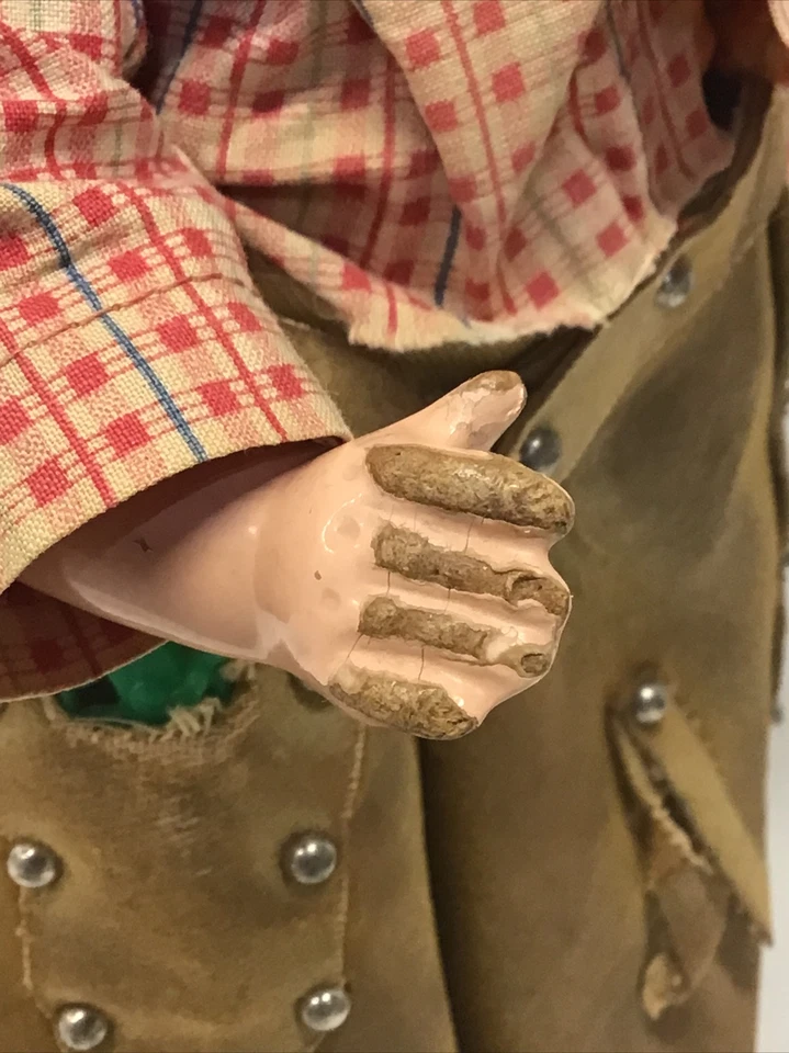 Antique Effanbee Grumpy WALK TALK SLEEP Doll Compo/Cloth 11.5" Boy Cowboy Outfit - Image 3 of 4