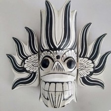 Hand Carved Wooden Devil Face Mask Sri Lankan Traditional Wall Hang Decor Gift