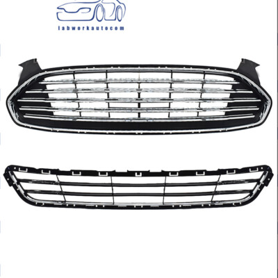 Silscvtt Front Upper &Lower Grille& Front Bumper Cover For 2013-2016 Ford Fusion