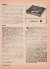 Dual - Model 510 Turntable - Full Original Test Report -