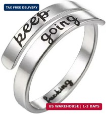 I am Enough Ring,Stainless Steel Inspirational Mantra Statement Open Adjustable