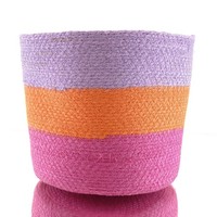 Van Der Leeden Korb Pink Lila Orange Ø 25 Cm HöHe 22 Cm - Seegras