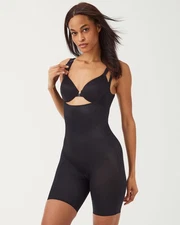 Spanx Thinstincts 2.0 Open Bust Mid Thigh Bodysuit - XL - Black
