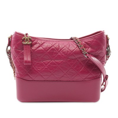 Chanel Medium Aged Calfskin Gabrielle Crossbody Pre-Loved Bag Dark Pink