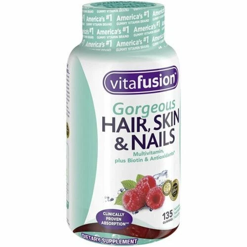 VitaFusion Multivitamin Gummies For Hair Skin & Nails Raspberry Flavor 135 Count - Image 4 of 4