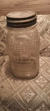 Vtg 2 Lb JFG Peanut Butter Glass Jar Waffled Pattern JFG Coffee Co Knoxville, TN