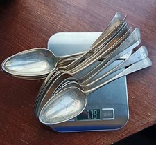 Antique Solid Sterling Silver Tablespoons x12, Edinburgh RK 1802, 779g Weight