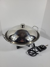 Vintage Farberware Stainless Steel Model #343A Electric Cooking Wok USA Tested