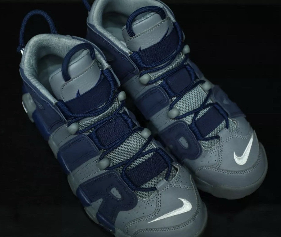 NIKE Air More Uptempo Rare 96 Georgetown Hoyas Cool Grey Navy Mens 8 Fast Ship | eBay