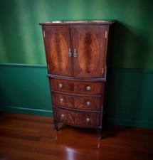 Antique Reproduction mahogany drinks cabinet Tallboy chest of drawers cupboard 