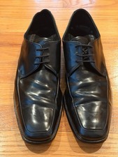 PRADA MENS BLACK LEATHER LACE UP OXFORD DRESS SHOES 1598 MADE IN ITALY SZ 10 1/2