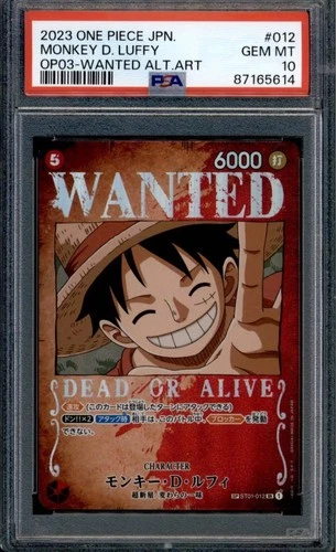 PSA10 ONE PIECE Card Monkey D Luffy ST01-012 OP03 Wanted Alt Art Japanese