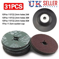 31PCS 115mm Fibre Sanding Discs Fit For Angle Grinder 24 & 36 & 60 Grit UK 0.33 per disc